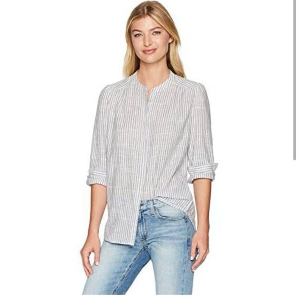 AG Adriano Goldschmied Simone striped button down Blouse Shirt Size L